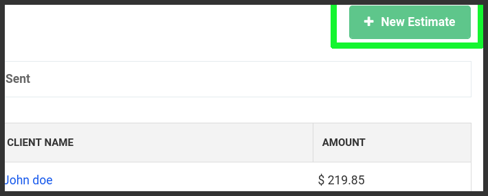 Click the 'New Estimate' button to access the estimate editor and start creating your professional estimate easily.
