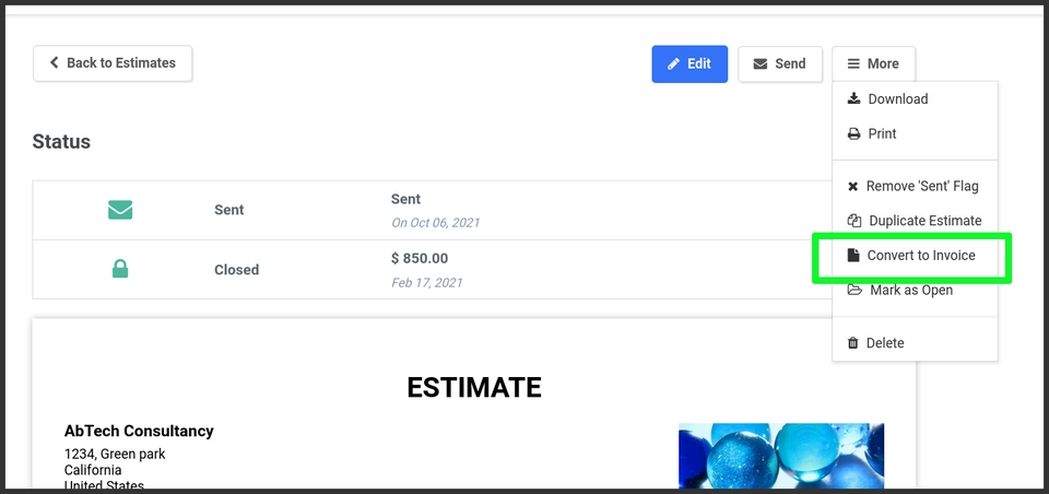 How to convert Quotation/Estimate into Invoice - 2 easy steps