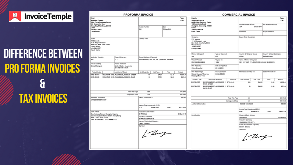 Know the Difference Between Pro Forma invoices and Tax invoices