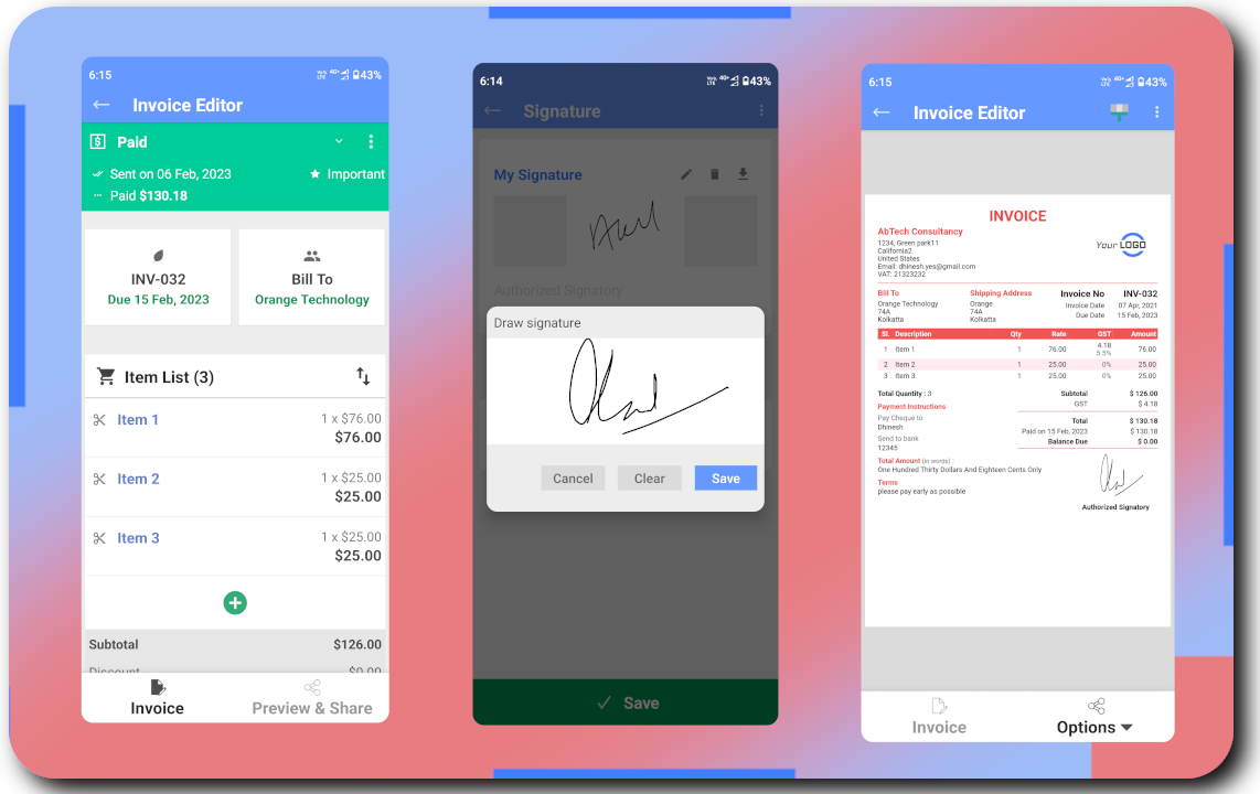 Invoice Temple Android App