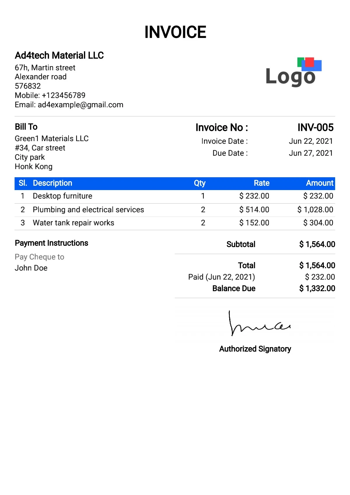 Free Invocie Templates