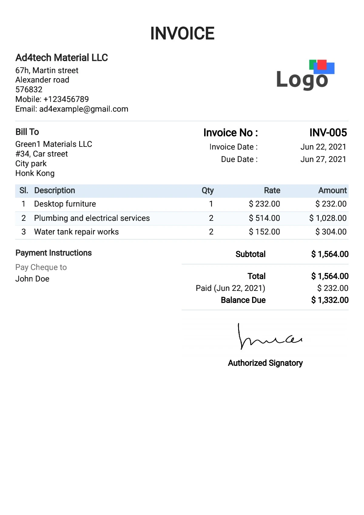 Free invoice Templates