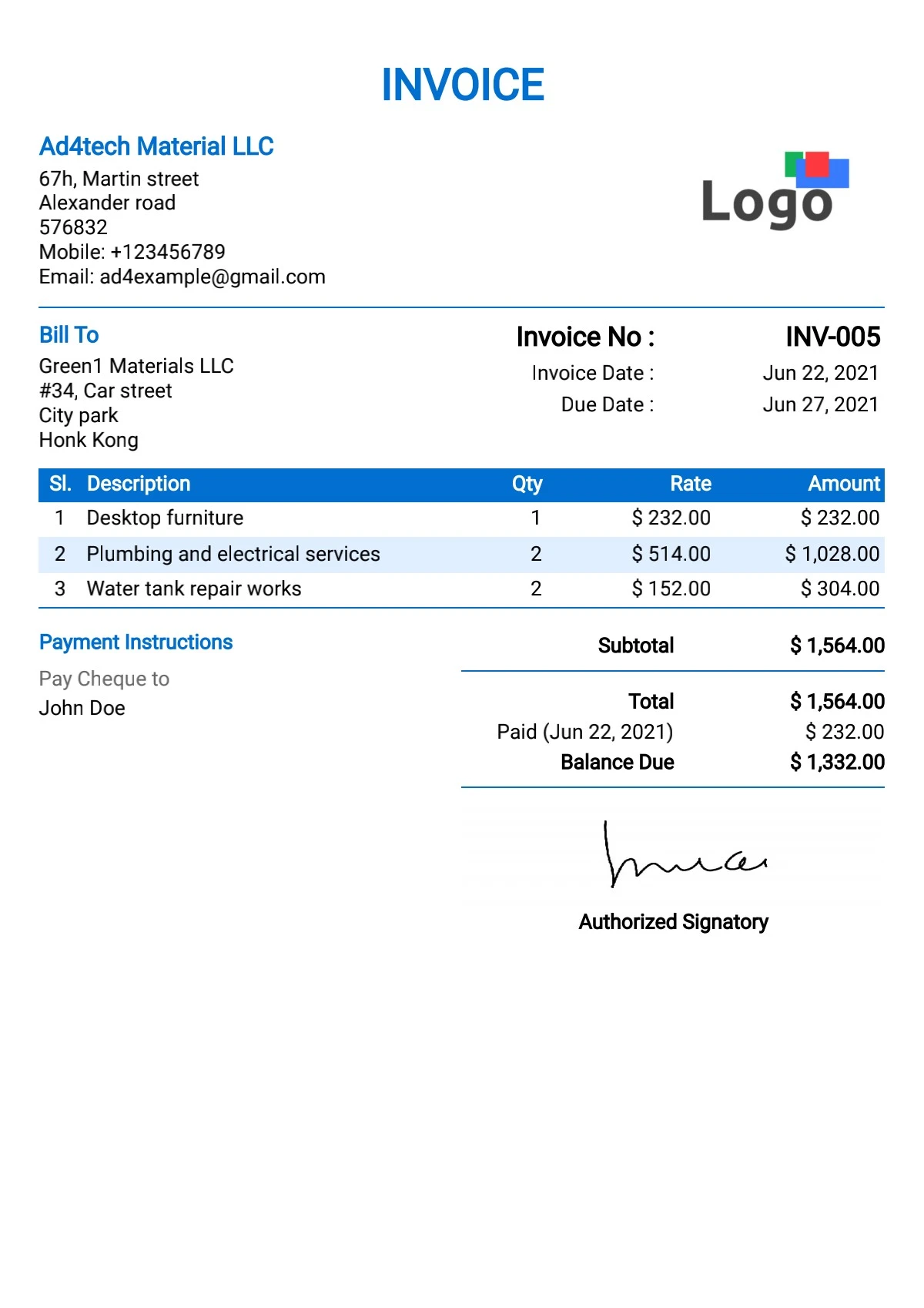 Free invoice Templates