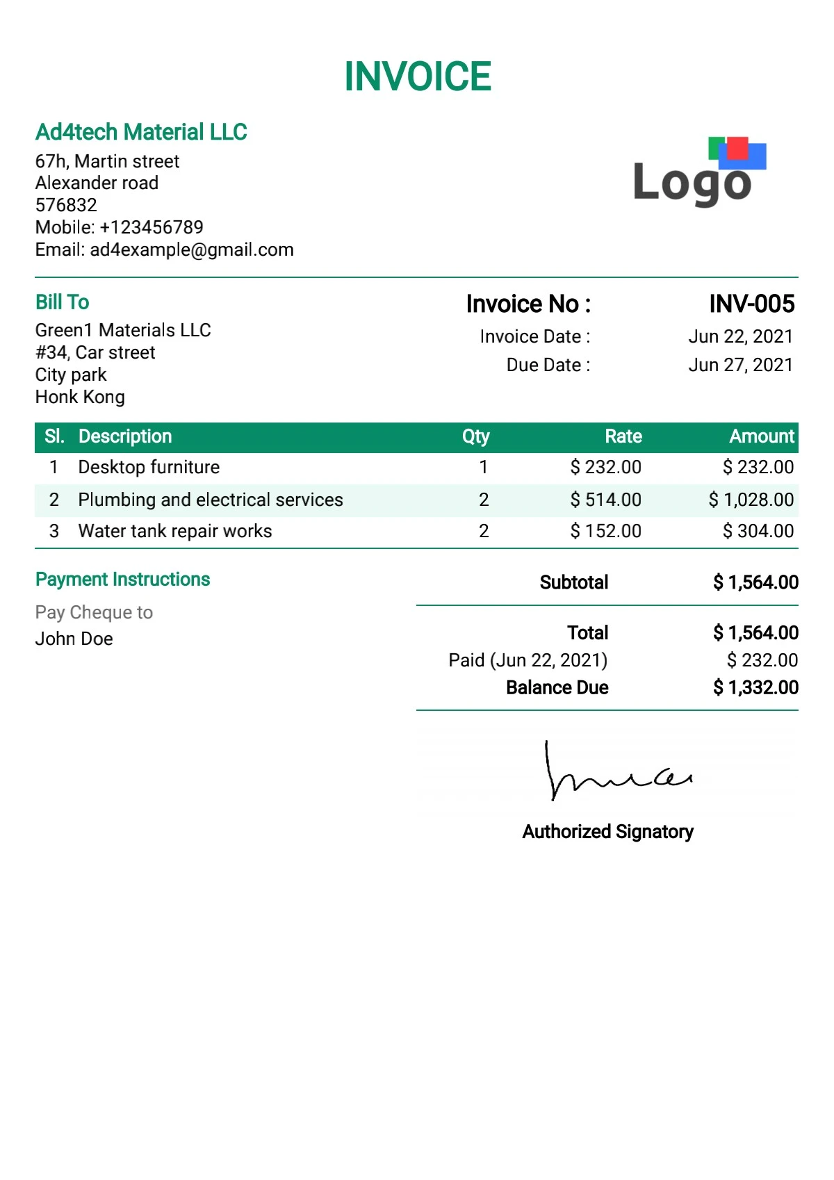 Free invoice Templates