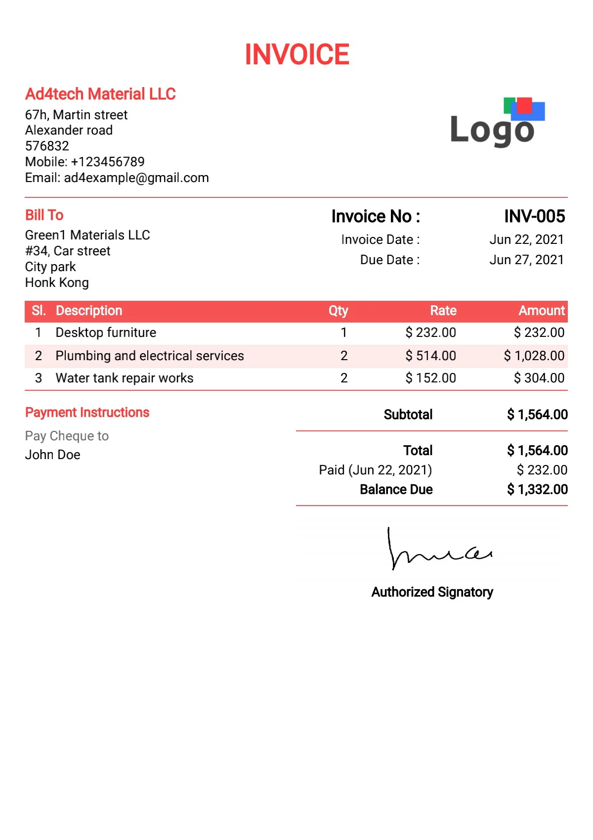 Free invoice Templates