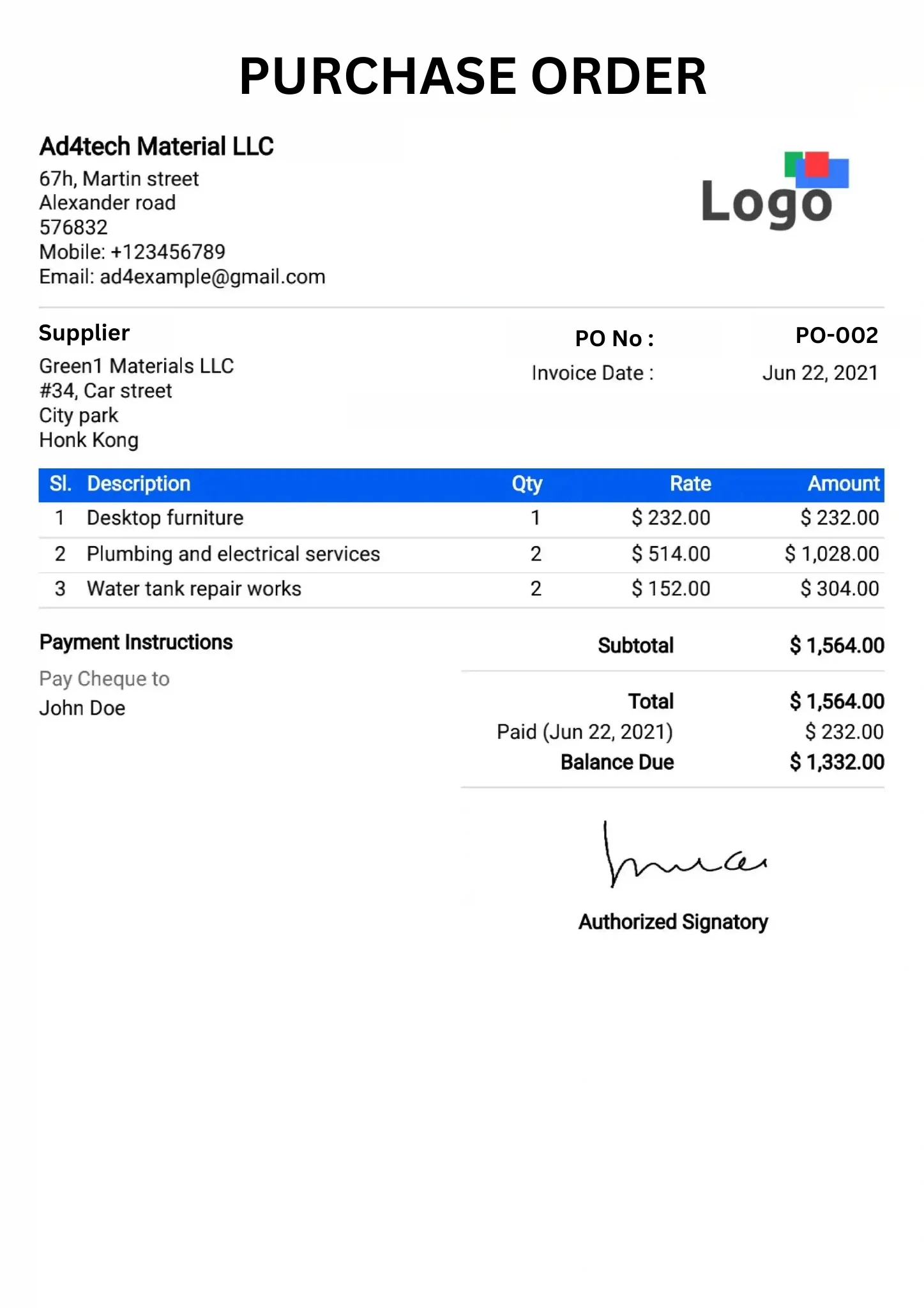Purchase Order Request Form